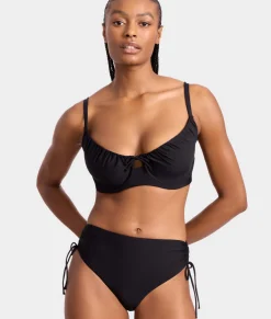 Adjustable Side Shirring High-Waist Bikini Bottom