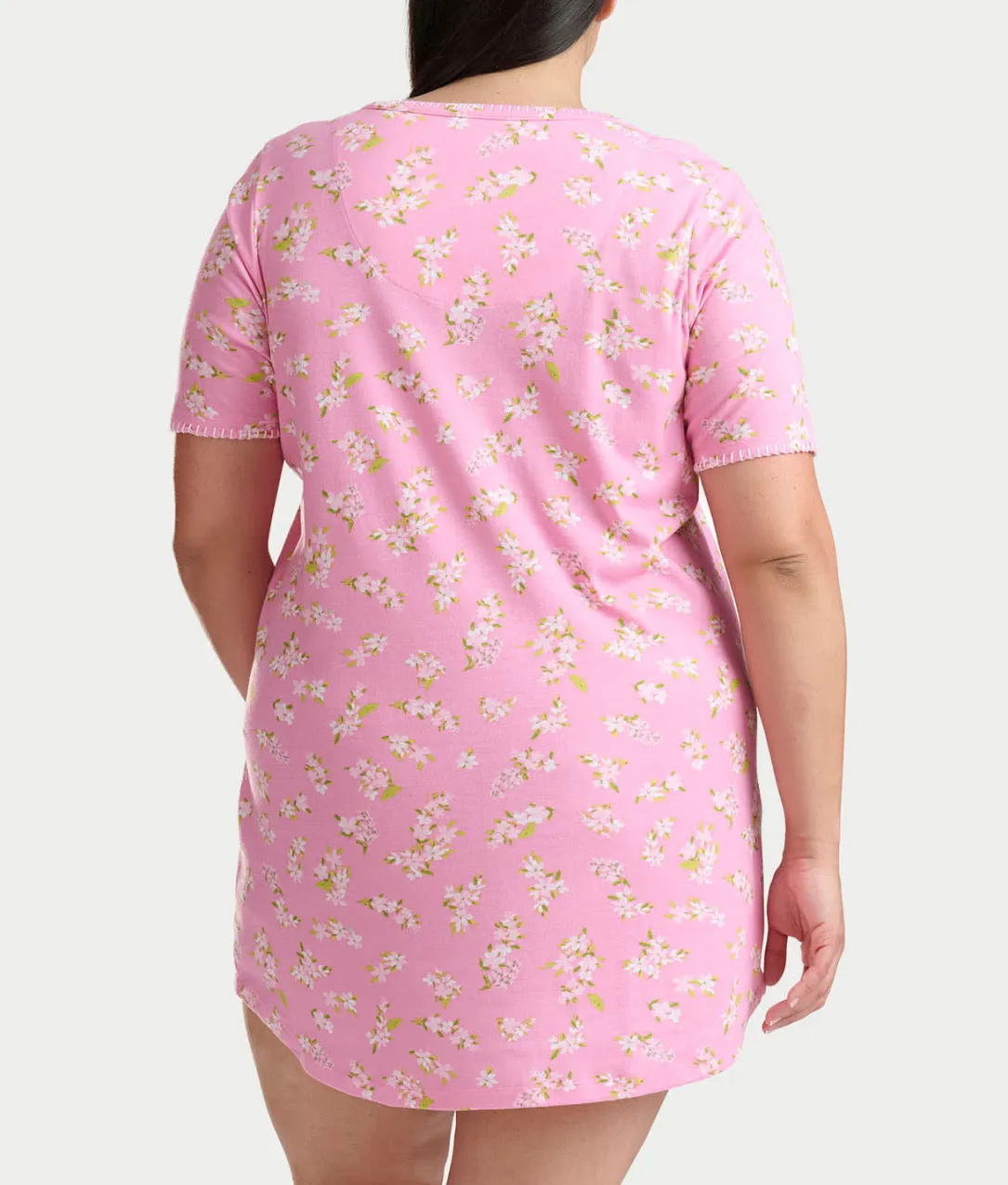 Blanket Stitching Knit Sleep Shirt