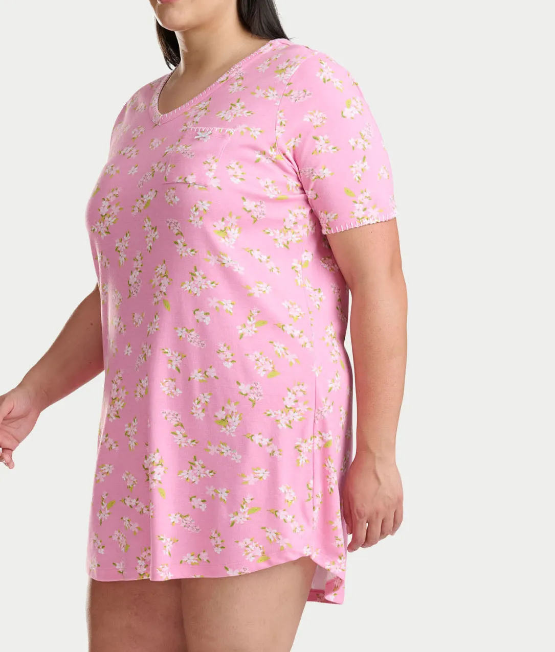 Blanket Stitching Knit Sleep Shirt