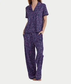 Brushed Jersey Knit Short Sleeve Top Pajama Set