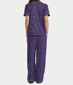 Brushed Jersey Knit Short Sleeve Top Pajama Set