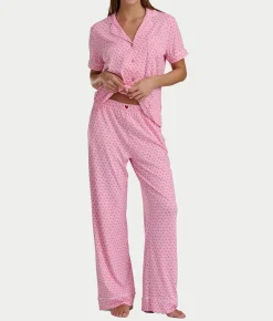 Brushed Jersey Knit Short Sleeve Top Pajama Set