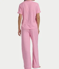 Brushed Jersey Knit Short Sleeve Top Pajama Set