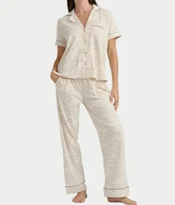 Brushed Jersey Knit Short Sleeve Top Pajama Set