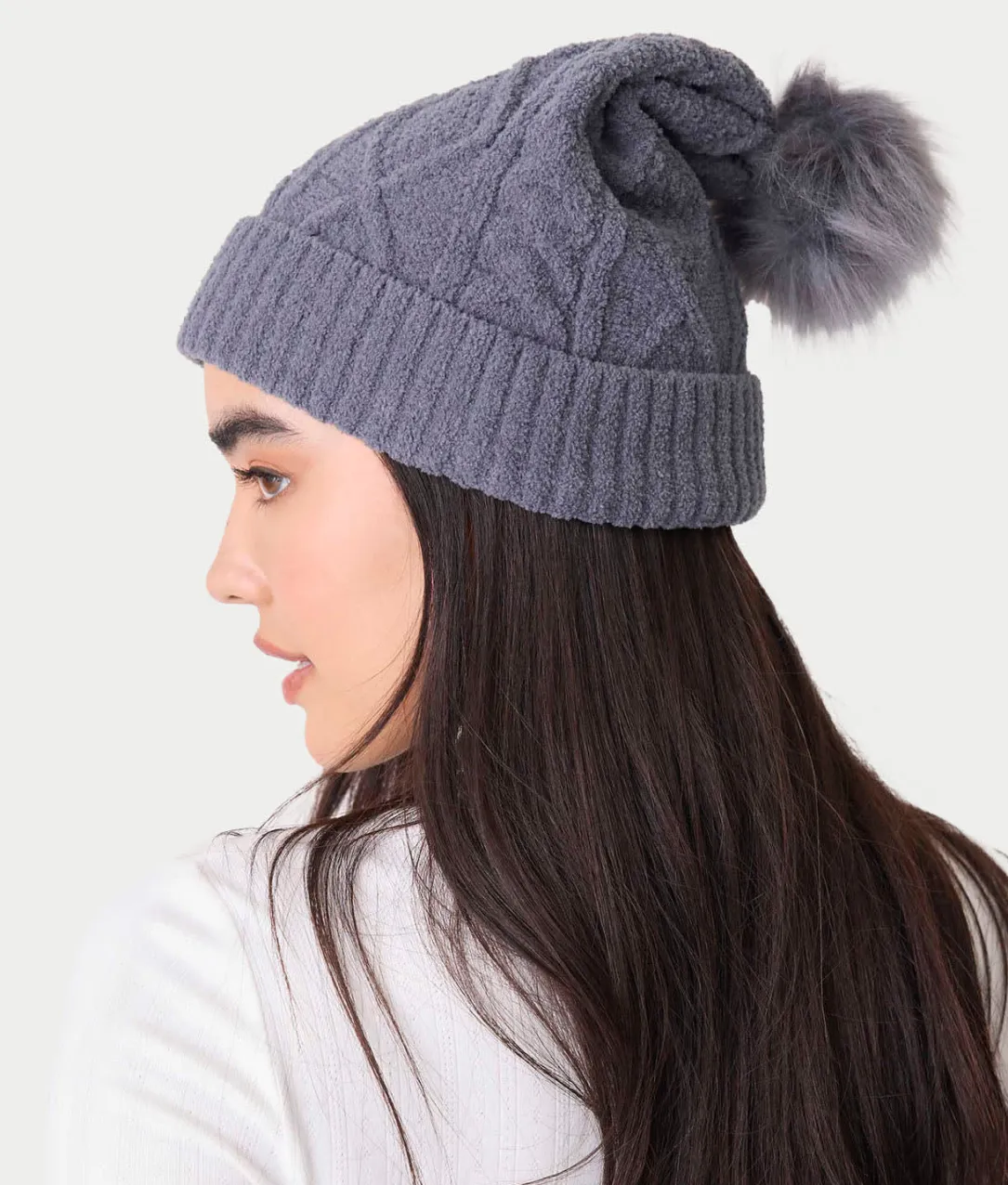 Chenille Cable Knit Crew Beanie