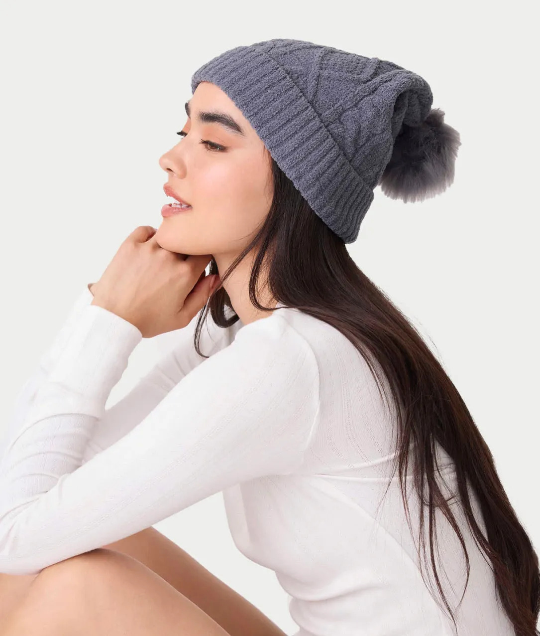 Chenille Cable Knit Crew Beanie