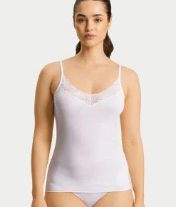Cotton Delight Lace Trim Cotton Camisole