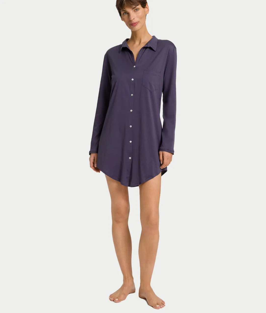 Cotton Deluxe Button-Front Sleep Shirt