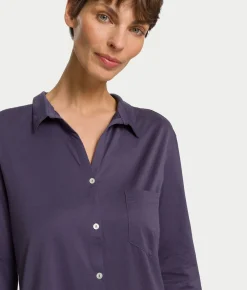Cotton Deluxe Button-Front Sleep Shirt