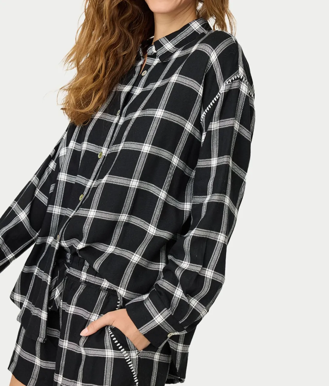Cozy & Chic Woven Plaid Pajama Shorts Set