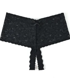 Crotchless Retro Lace Thong