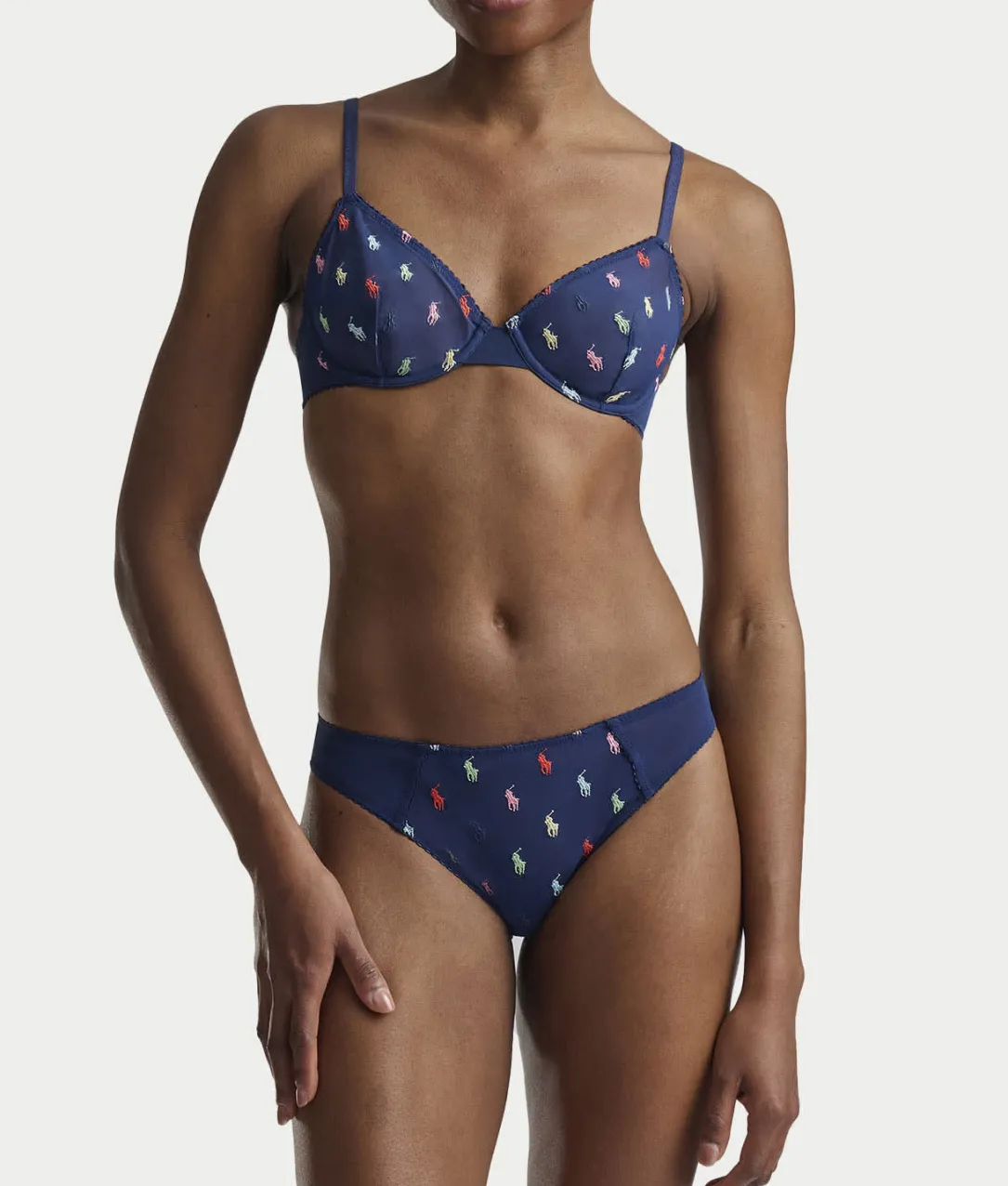 Embroidered Pony Mesh Unlined Demi Bra
