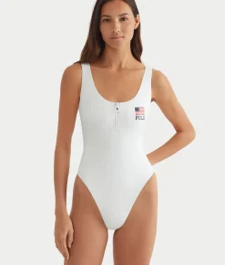 Flag Zipper Scoop Tank One-Piece