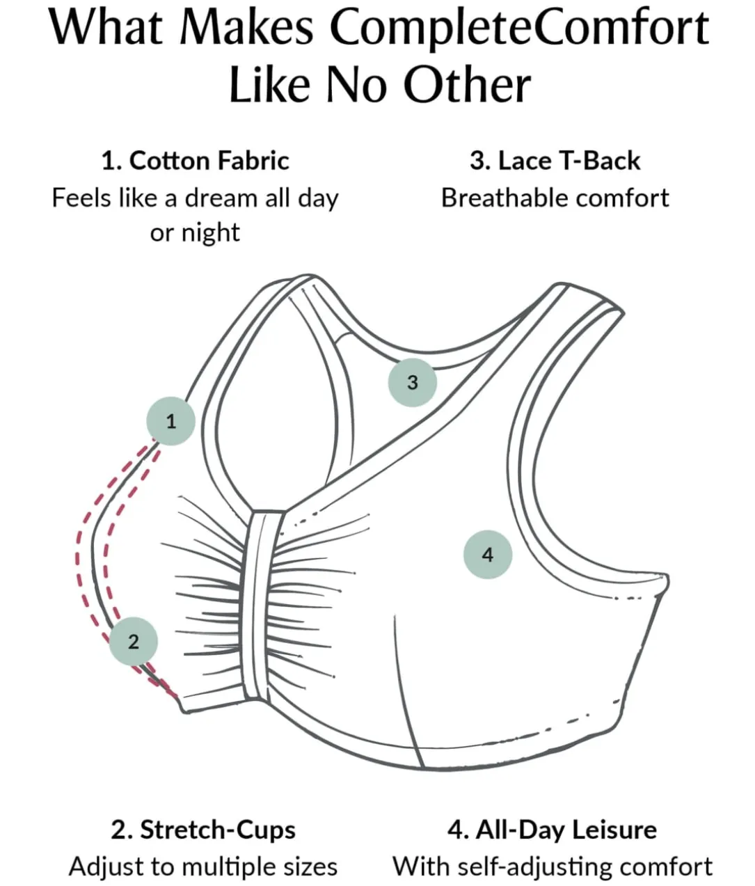 Front-Close Cotton T-Back Wire-Free Comfort Bra