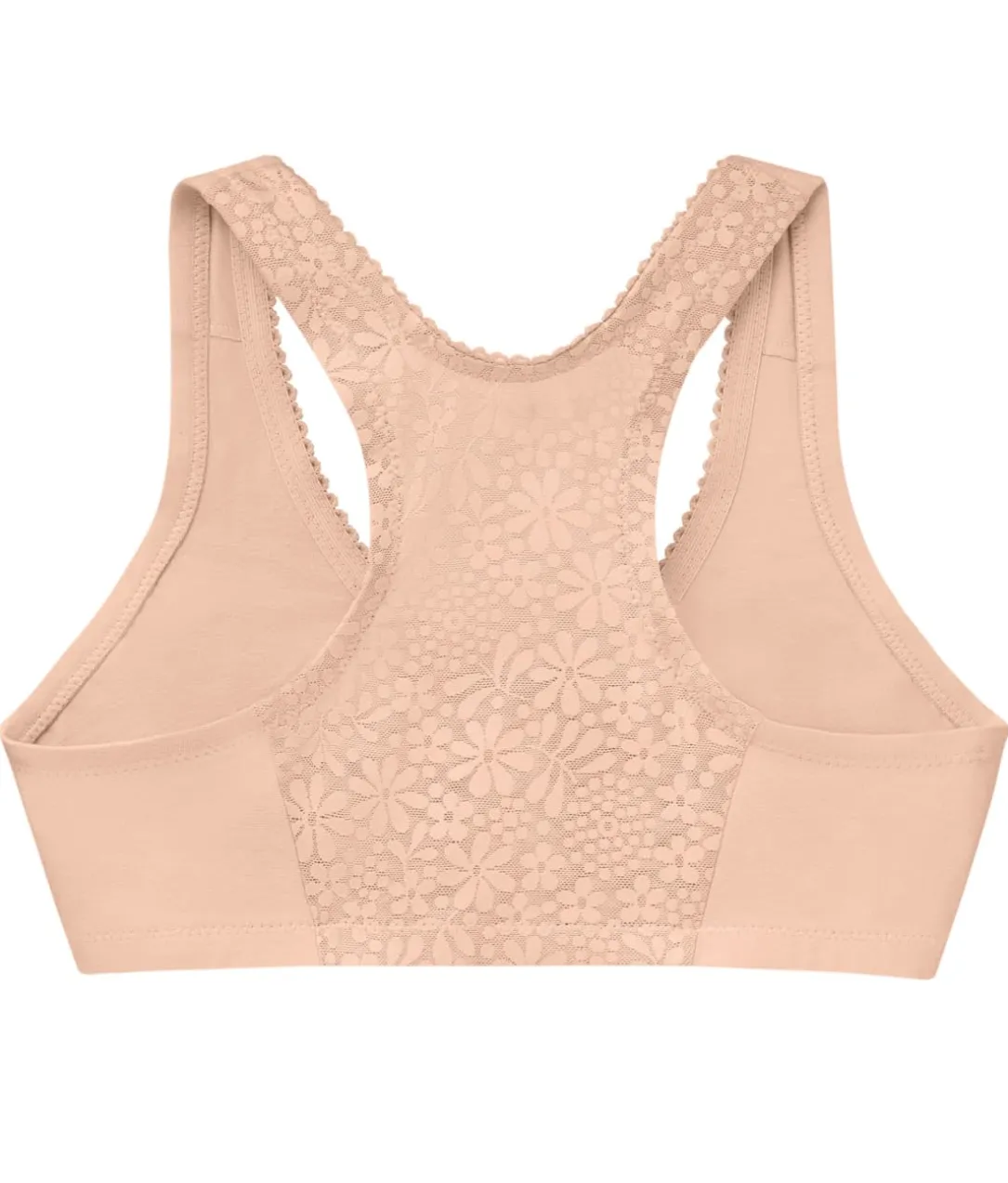 Front-Close Cotton T-Back Wire-Free Comfort Bra