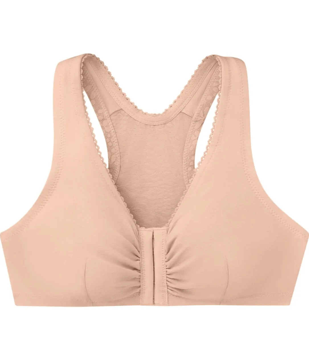Front-Close Cotton T-Back Wire-Free Comfort Bra