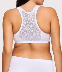 Front-Close Cotton T-Back Wire-Free Comfort Bra
