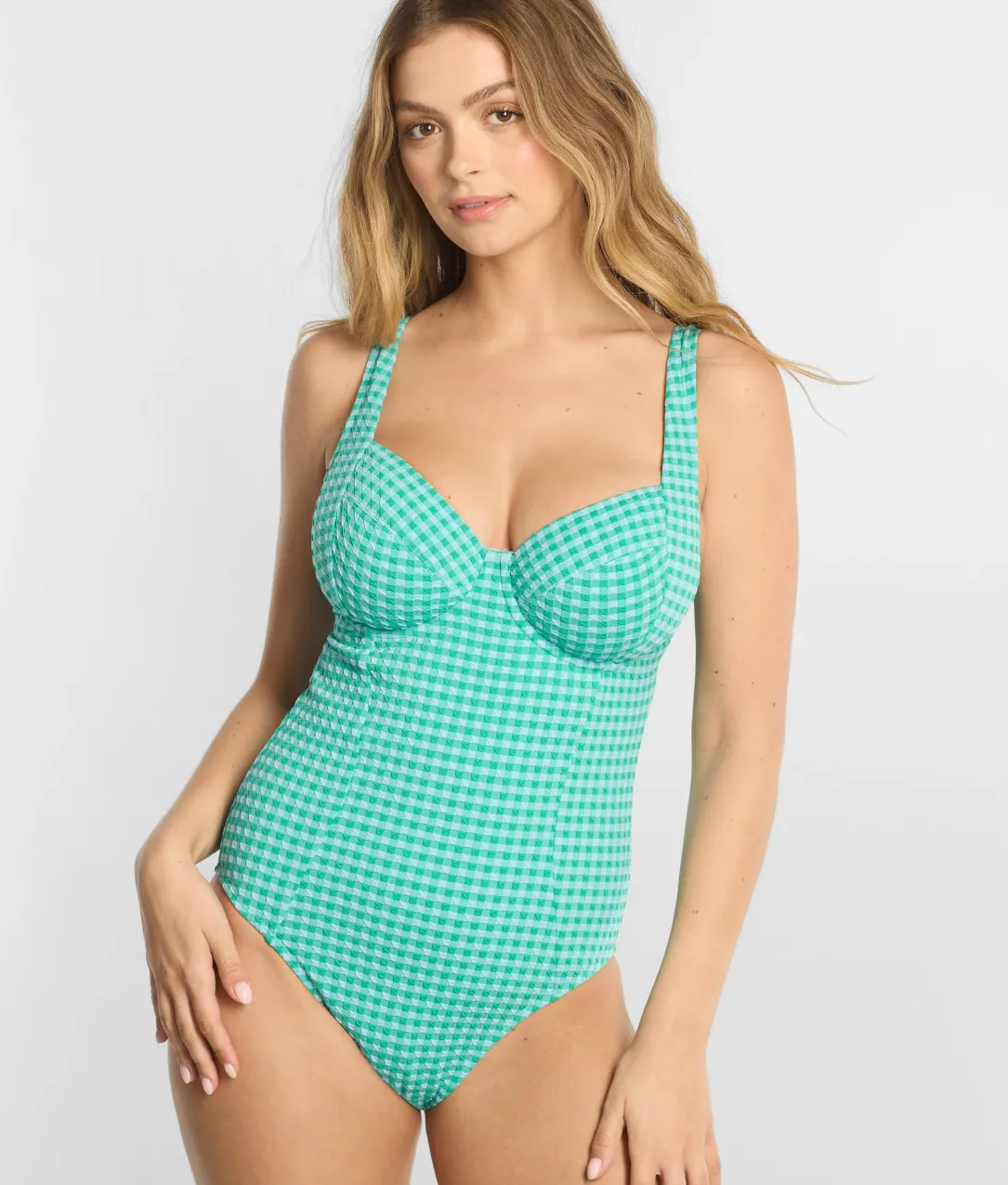 Gingham Paloma Underwire Balcony One-Piece Swimsuit