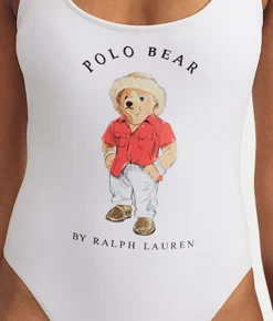 Heritage Polo Bear Terry Scoop One-Piece Swimsuit