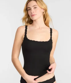 Inspired Eyelet Lace Trim Shelf-Bra Cami