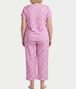 KN Cool Short Sleeve Henley Knit Cropped Pajama Set