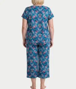 KN Cool Short Sleeve Henley Knit Cropped Pajama Set