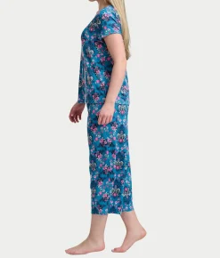 KN Cool Short Sleeve Henley Knit Cropped Pajama Set