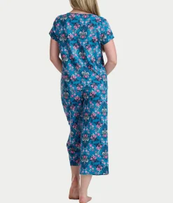 KN Cool Short Sleeve Henley Knit Cropped Pajama Set