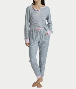 Long Sleeve Rib Henley Jogger Set