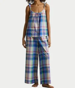 Madras Plaid Ruffle Cami Woven Pajama Set