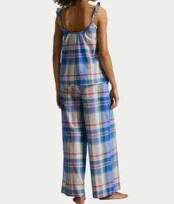 Madras Plaid Ruffle Cami Woven Pajama Set