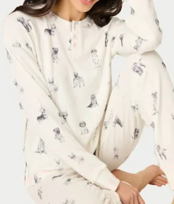 My Dog Is My Valentine Thermal Knit Pajama Set