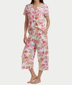 Notch Collar Knit Capri Pajama Set