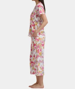 Notch Collar Knit Capri Pajama Set