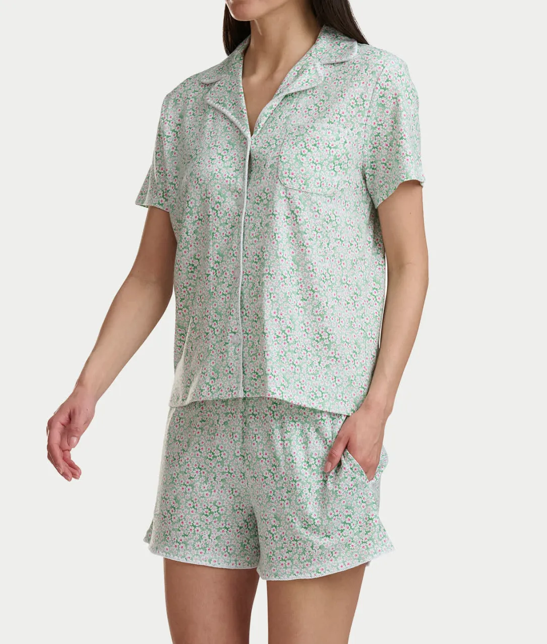 Notch Collar Knit Short Pajama Set