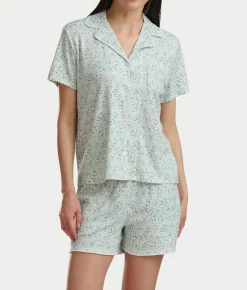 Notch Collar Knit Short Pajama Set