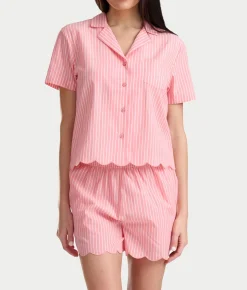 Notch Collar Woven Boxer Pajama Set