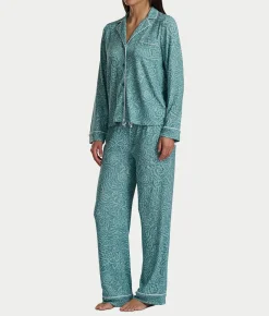 Notch Collar Woven Pajama Set