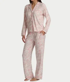 Notch Collar Woven Pajama Set