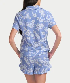 Notch Top Knit Boxer Pajama Set