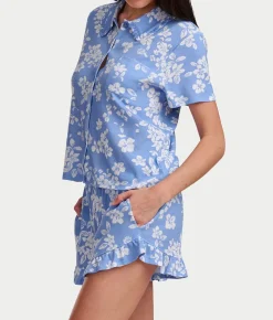 Notch Top Knit Boxer Pajama Set