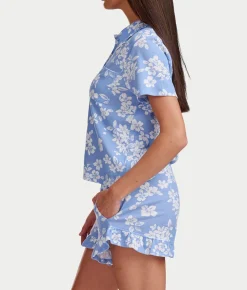 Notch Top Knit Boxer Pajama Set