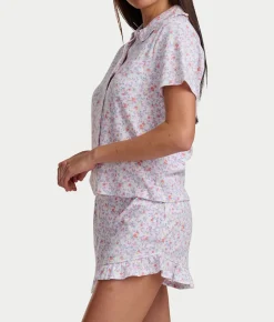 Notch Top Knit Boxer Pajama Set