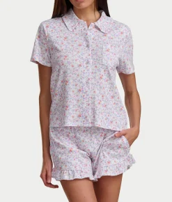 Notch Top Knit Boxer Pajama Set