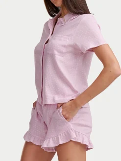 Notch Top Knit Boxer Pajama Set
