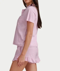 Notch Top Knit Boxer Pajama Set