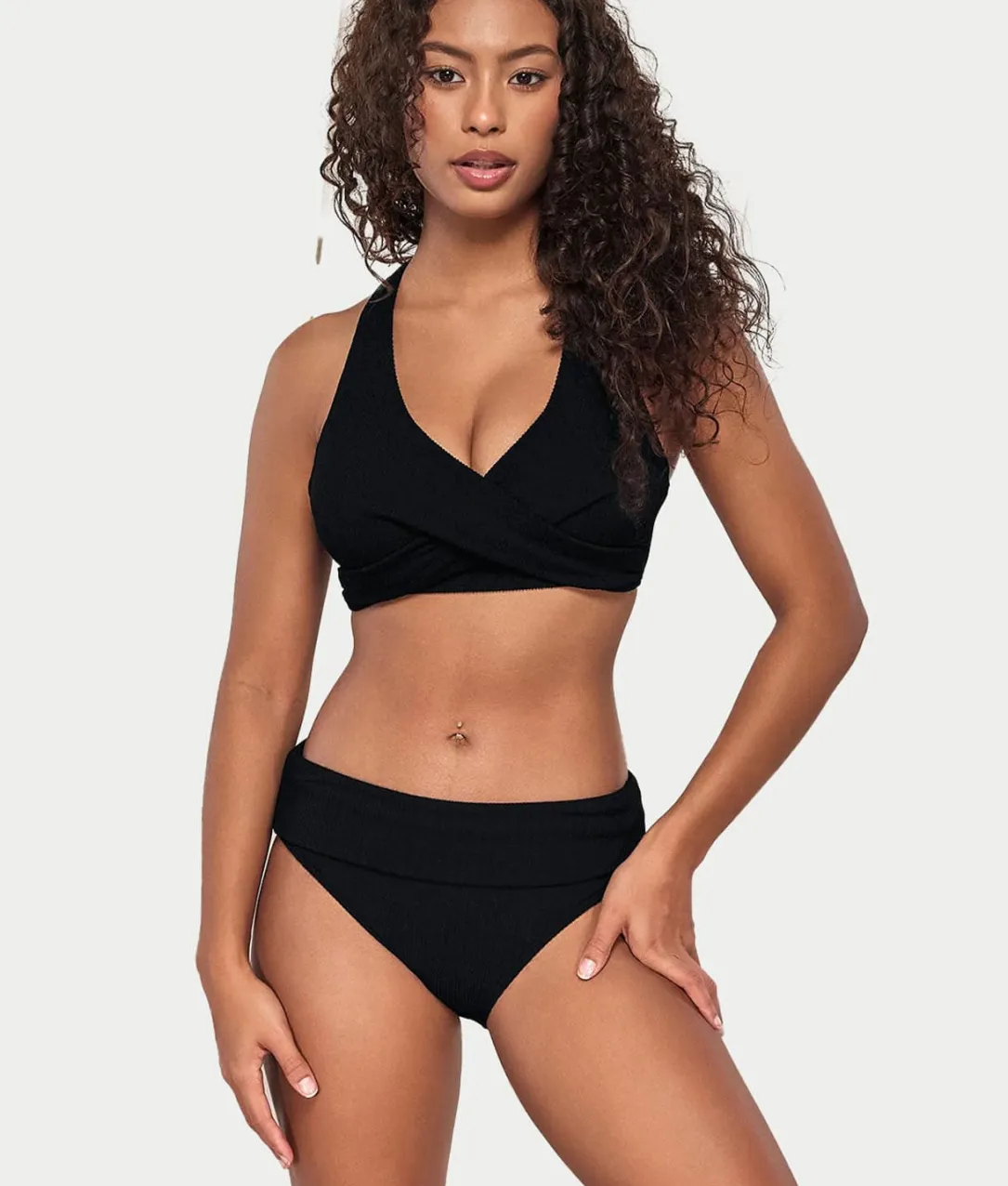 Pacifica Hannah Fold-Over High-Waist Bikini Bottom