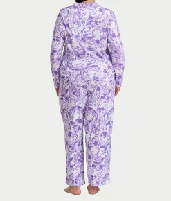 Paisley Fusion Knit Pajama Set with Satin