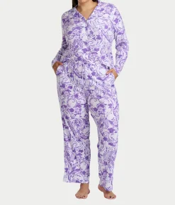 Paisley Fusion Knit Pajama Set with Satin