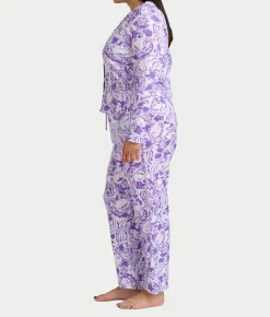 Paisley Fusion Knit Pajama Set with Satin